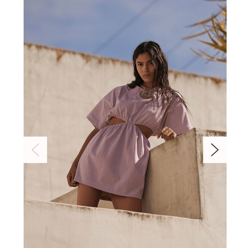 Free People Beach NWOT Dandelion Mini Cutout Shirt Dress In Lilac Size XS, TP